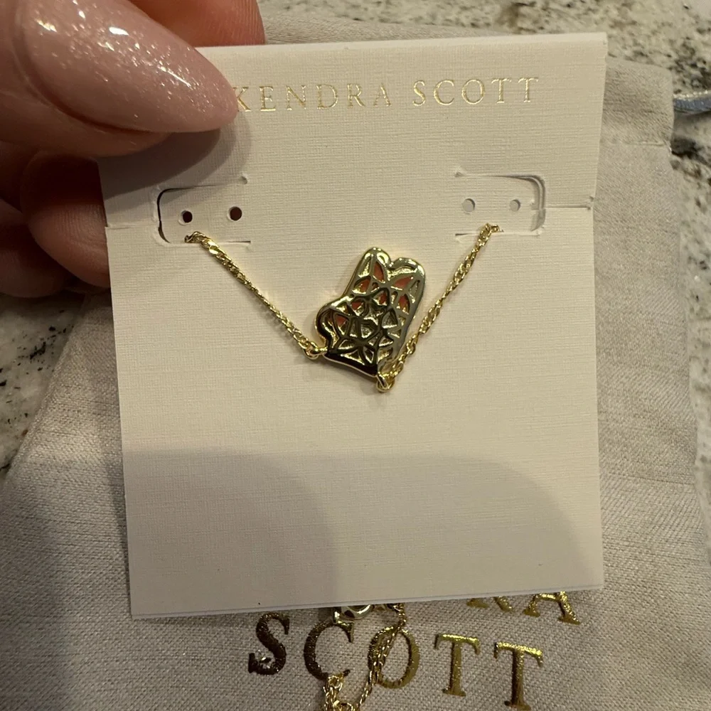 NWT Kendra Scott Ballet Gold Pink Pendant Necklace short adjustable - Picture 4 of 5